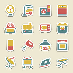 Home appliances color icons.