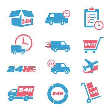 Various postage and support related icon set