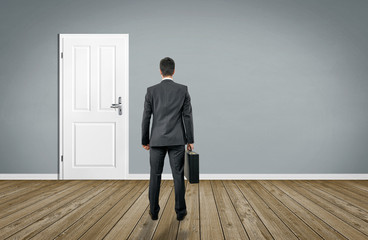 Empty Room / Wooden Floor with Businessman