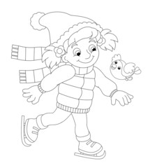 Winter activity - coloring page - illustration for the children