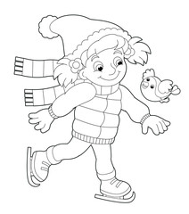 Winter activity - coloring page - illustration for the children