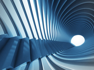 blue tunnel staircase with futuristic construction around