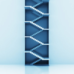 staircase vertical construction blue background