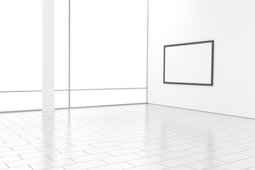 Raum leer hell modern mit Bilderrahmen Fliesen