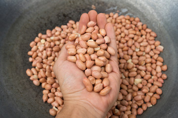 Extreme close-up image of peanuts, background