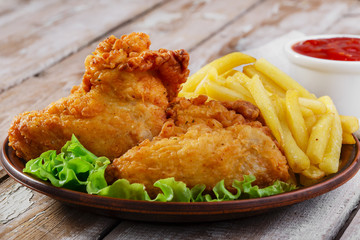 fried chicken wings in batter