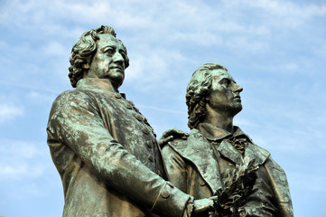 Goethe und Schiller Denkmal,  Klassik, Theaterplatz, Weimar,
