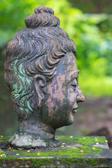 Ancient Head Buddha statue in Wat Umong at Chiangmai