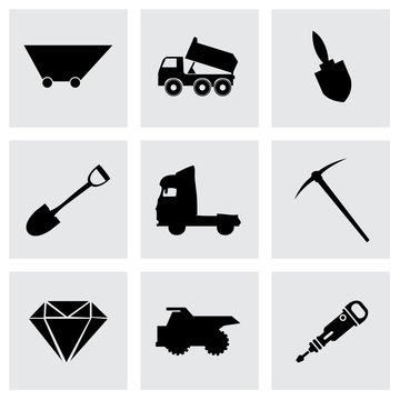 Vector black mining icons set