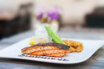 grilled salmon steak