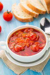 Vegetable soup in a bowl