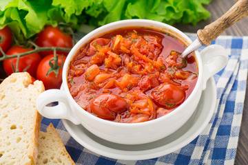 Vegetable soup in a bowl
