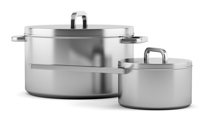 two cooking pans isolated on white background