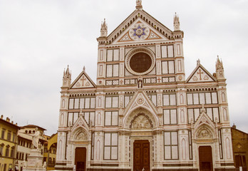 Fototapeta na wymiar Retro look Santa Croce church in Florence