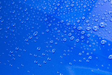 water drops on blue background