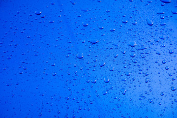 water drops on blue background