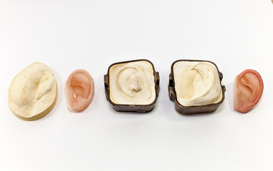 Artificial Ear Final Product and Plaster Forms.