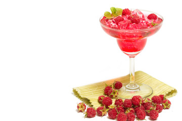 Rasberry juice drink with fresh rasberries ,Healthy fruity drink