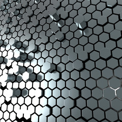 shiny hexagon metal plate background