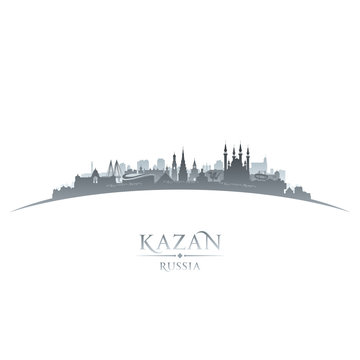 Kazan Russia city skyline silhouette white background
