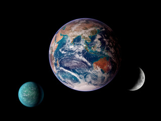 Aligned Planets Earth Moon
