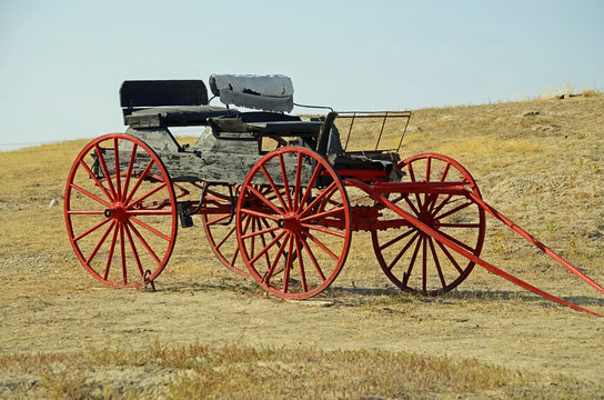 Red wheeled buckboard