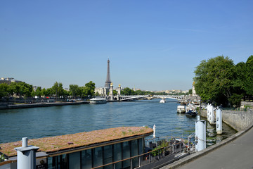 Fototapeta na wymiar seine et pont parisien