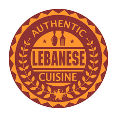 Abstract stamp or label with the text Authentic Lebanese Cuisine