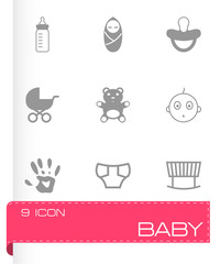 Vector black baby icons set