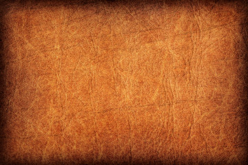 Old Vivid Ocher Leather Creased Mottled Vignette Grunge Texture