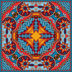 Traditional ornamental floral paisley bandanna.