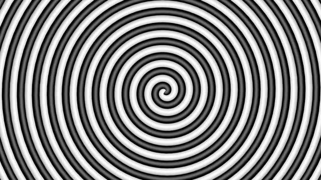 Black and white hypnotic circle, loop, 3d view