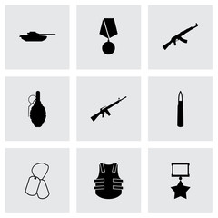 Vector black military icons set