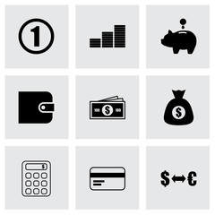 Vector black money icons set