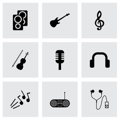 Vector black music icons set