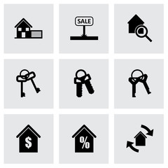 Vector black real estate icons set - 69639083