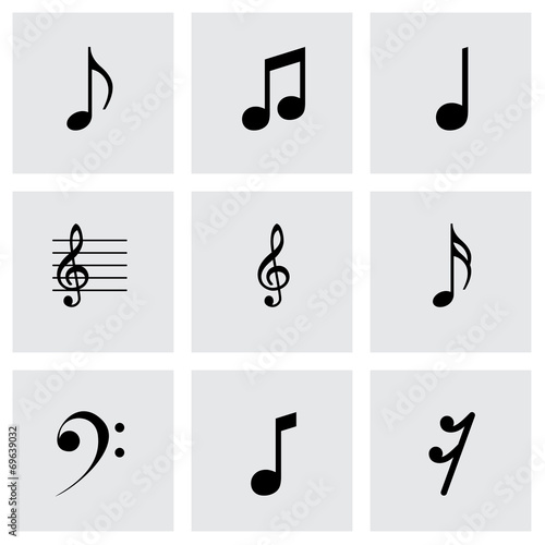 "Vector black notes icons set" Stock image and royalty-free vector