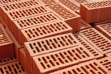Obraz na płótnie Canvas Big pile of new bricks