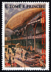 Postage stamp Sao Tome and Principe 1988 Airship Le Jeune