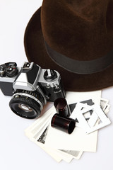 Retro Camera & Fedora Hat