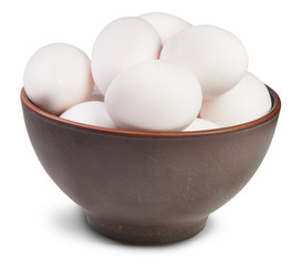 White Eggs Into Ceramic Bowl
