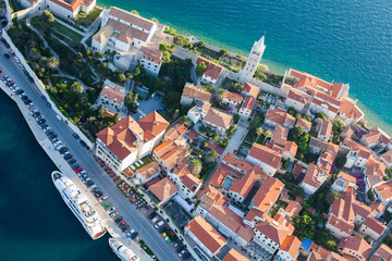 aerial view of croatia coast line. Rab island