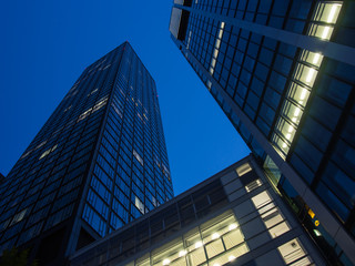 Fototapeta na wymiar Skyline of business buildings in Frankfurt at night