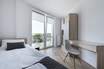 Naklejka na ściany i meble Clean and Modern Bedroom in scandinavian style