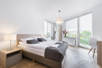 Naklejka na ściany i meble Modern and comfortable bedroom interior design
