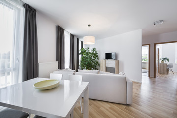 Naklejka na ściany i meble Open space, modern interior design living room
