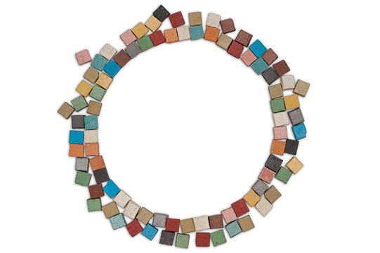 Round multicolor limestone frame