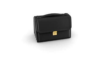 Black mini briefcase isolated on white
