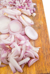 Obraz na płótnie Canvas Chopped onions on a chopping board