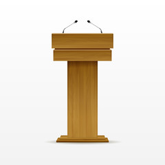 Wood Podium Tribune Rostrum Stand with Microphone